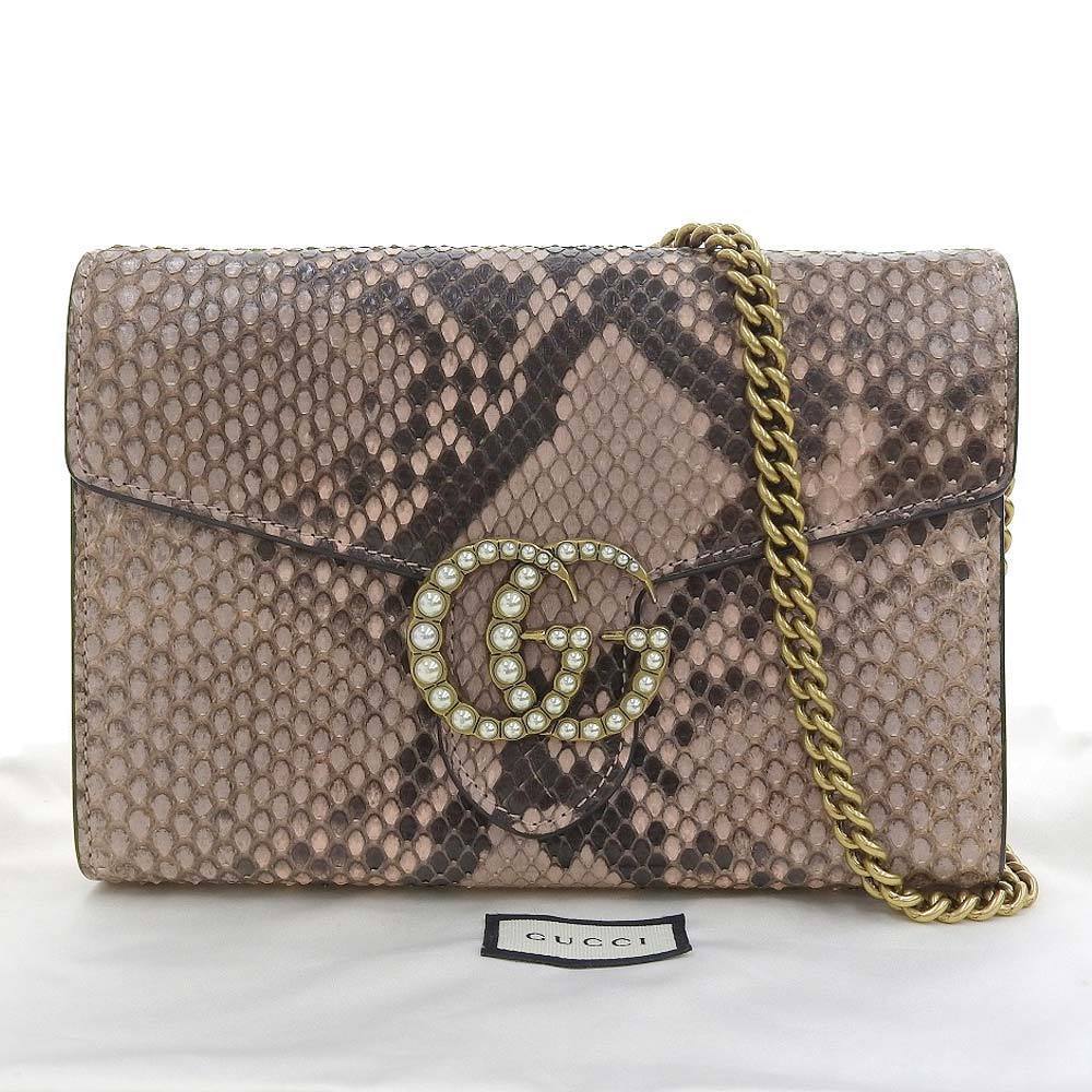 Gucci Gg Marmont Python Leather Chain Wallet Shou… - image 1